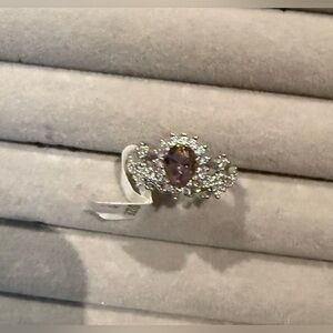 New Bomb Party Lavender Stone Halo CZ Crystals Royalcore Glam Statement Ring